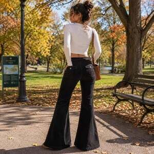 Gap 70s High Rise Flare Corduroy Pants Black Size 30 10R